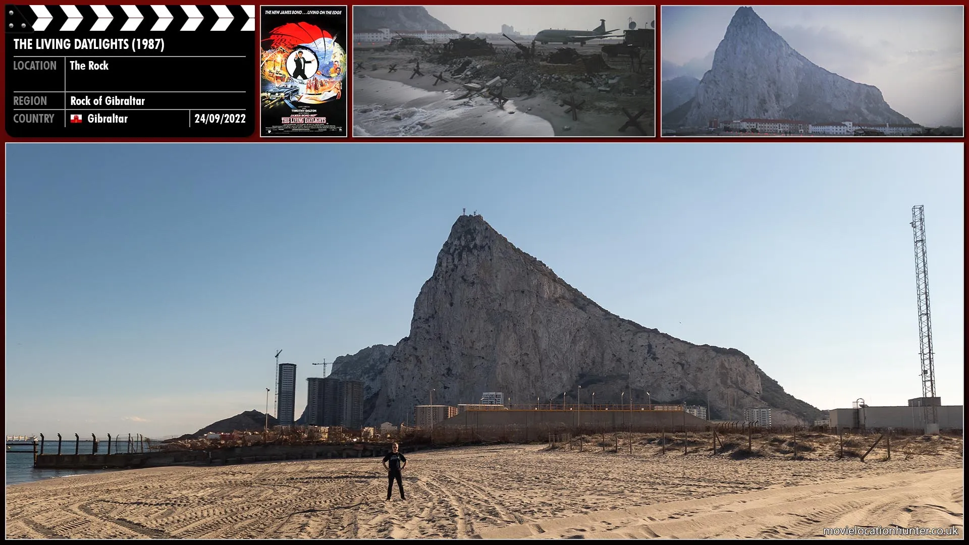 Filming location photo, shot in Gibraltar, for The Living Daylights (1987). Scene description: MI6 agents conduct a training exercise at a military base in Gibraltar with the SAS.